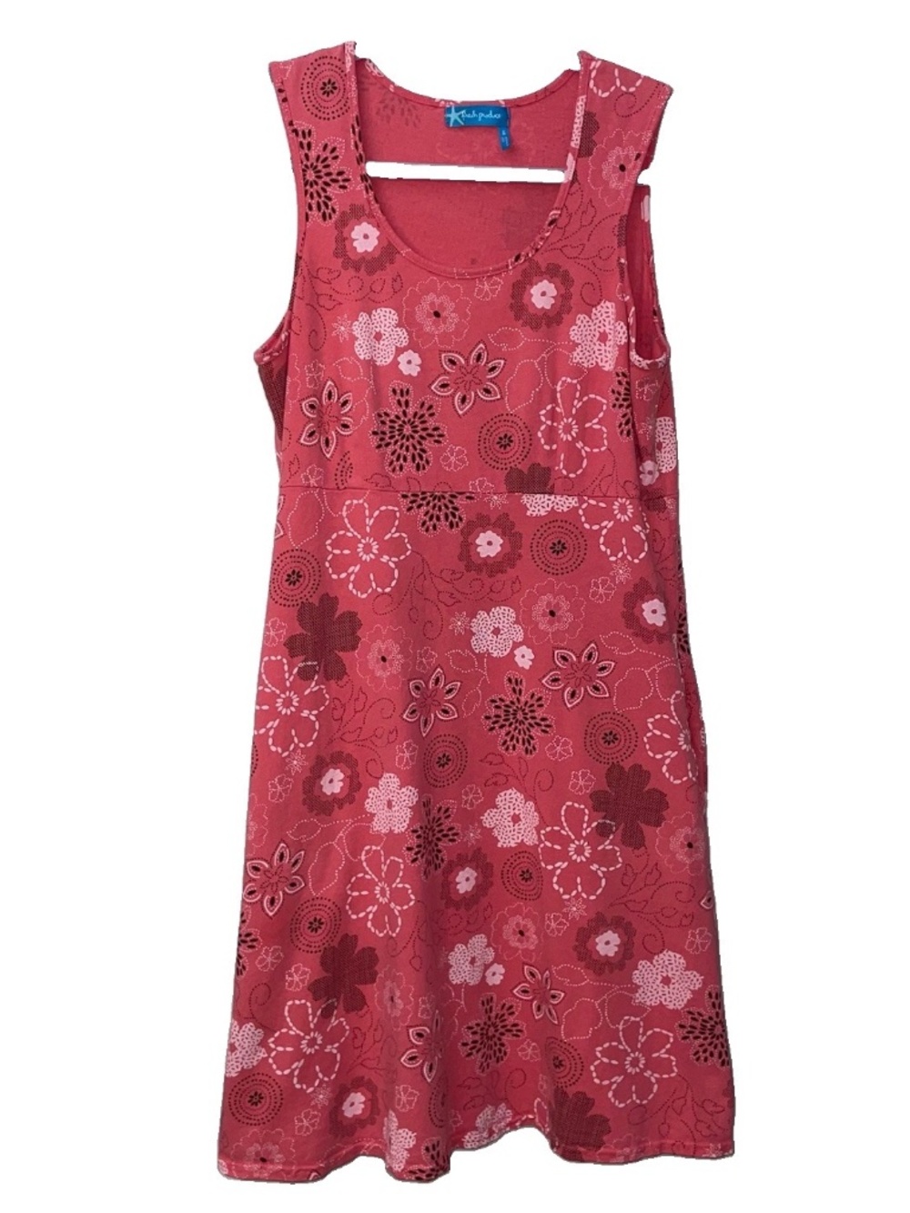 Fresh Produce Pink Floral Print Cotton Shift Dress Womens Small USA